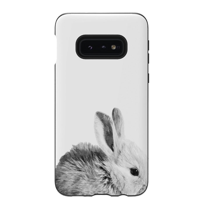 Galaxy S10e StrongFit Black and White Bunny by Alemi