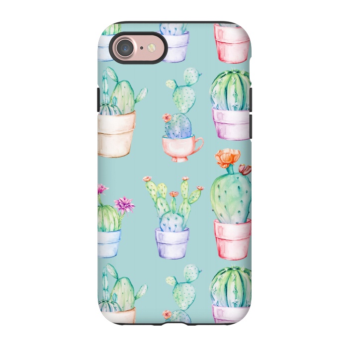 iPhone 7 StrongFit Cactus Pattern Blue Background 2 by Alemi
