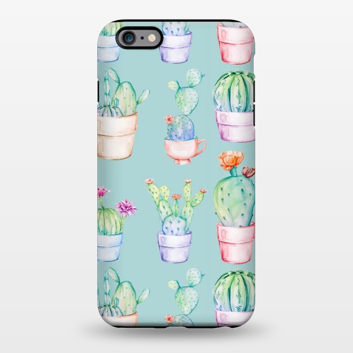 iPhone 6/6s plus StrongFit Cactus Pattern Blue Background 2 by Alemi