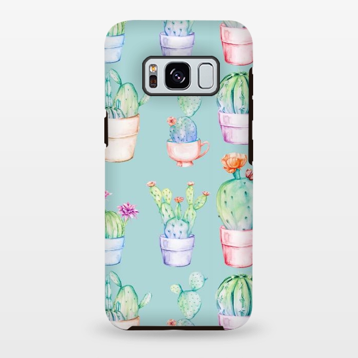 Galaxy S8 plus StrongFit Cactus Pattern Blue Background 2 by Alemi