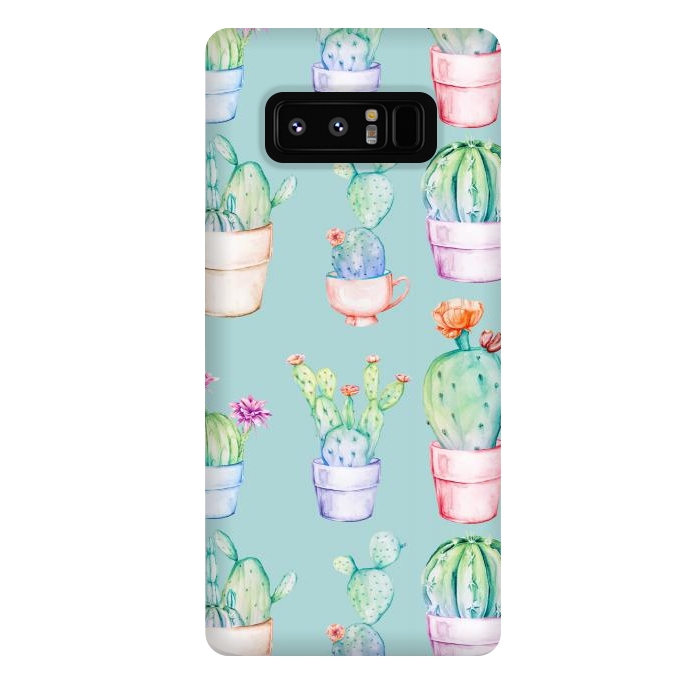 Galaxy Note 8 StrongFit Cactus Pattern Blue Background 2 by Alemi