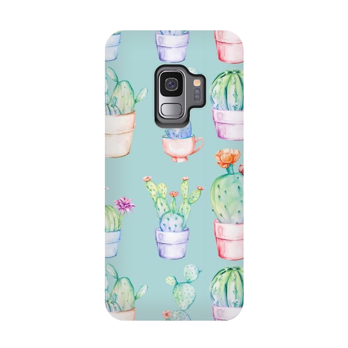 Galaxy S9 StrongFit Cactus Pattern Blue Background 2 by Alemi