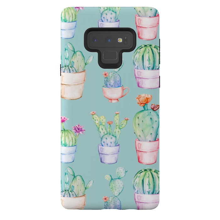 Galaxy Note 9 StrongFit Cactus Pattern Blue Background 2 by Alemi