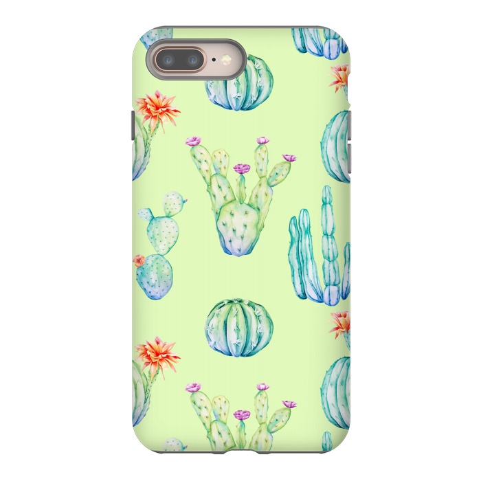 iPhone 7 plus StrongFit Cactus Pattern Green Background 3 by Alemi
