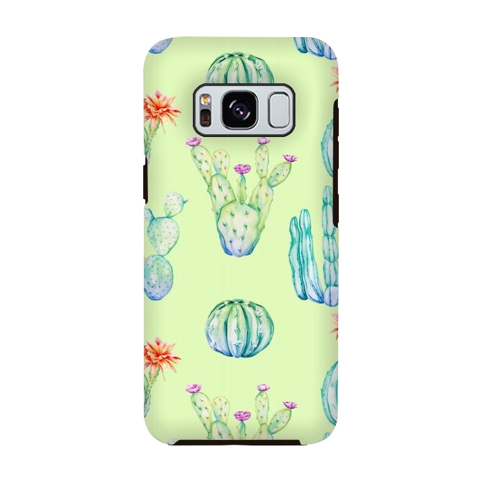 Galaxy S8 StrongFit Cactus Pattern Green Background 3 by Alemi