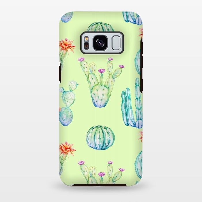Galaxy S8 plus StrongFit Cactus Pattern Green Background 3 by Alemi