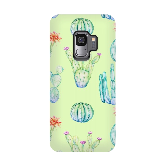 Galaxy S9 StrongFit Cactus Pattern Green Background 3 by Alemi