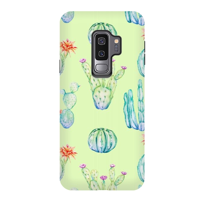 Galaxy S9 plus StrongFit Cactus Pattern Green Background 3 by Alemi