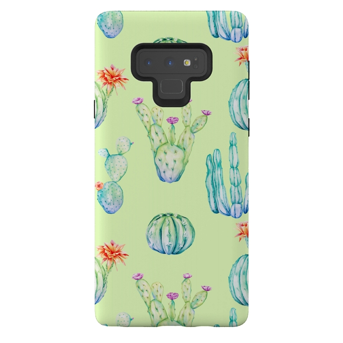 Galaxy Note 9 StrongFit Cactus Pattern Green Background 3 by Alemi