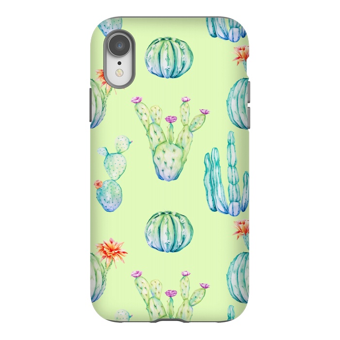 iPhone Xr StrongFit Cactus Pattern Green Background 3 by Alemi
