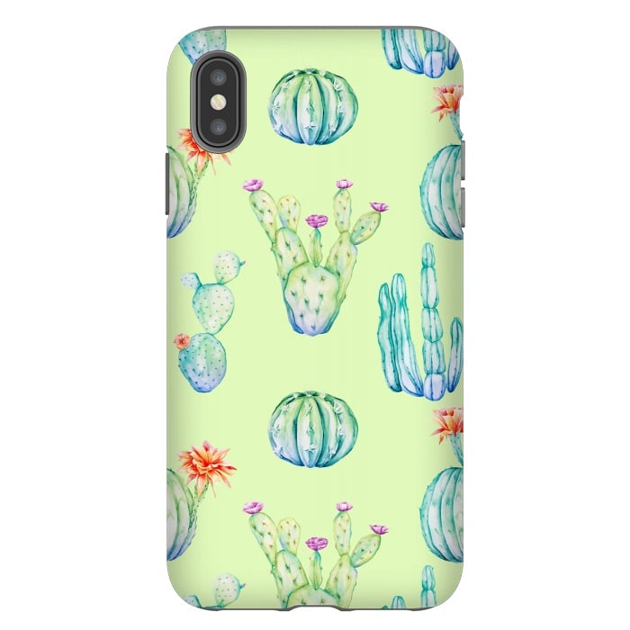 iPhone Xs Max StrongFit Cactus Pattern Green Background 3 by Alemi