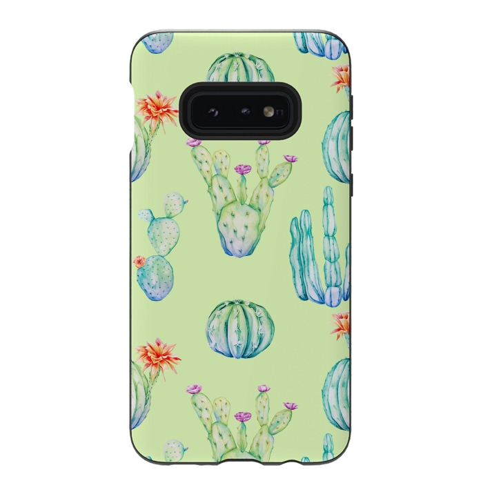 Galaxy S10e StrongFit Cactus Pattern Green Background 3 by Alemi