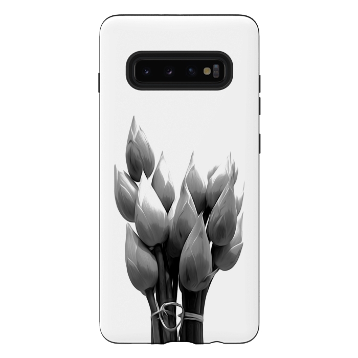 Galaxy S10 plus StrongFit Black and White Lotus by Alemi