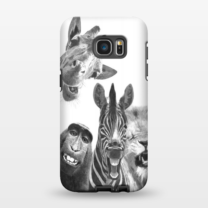 Galaxy S7 EDGE StrongFit Black and White Jungle Animals by Alemi