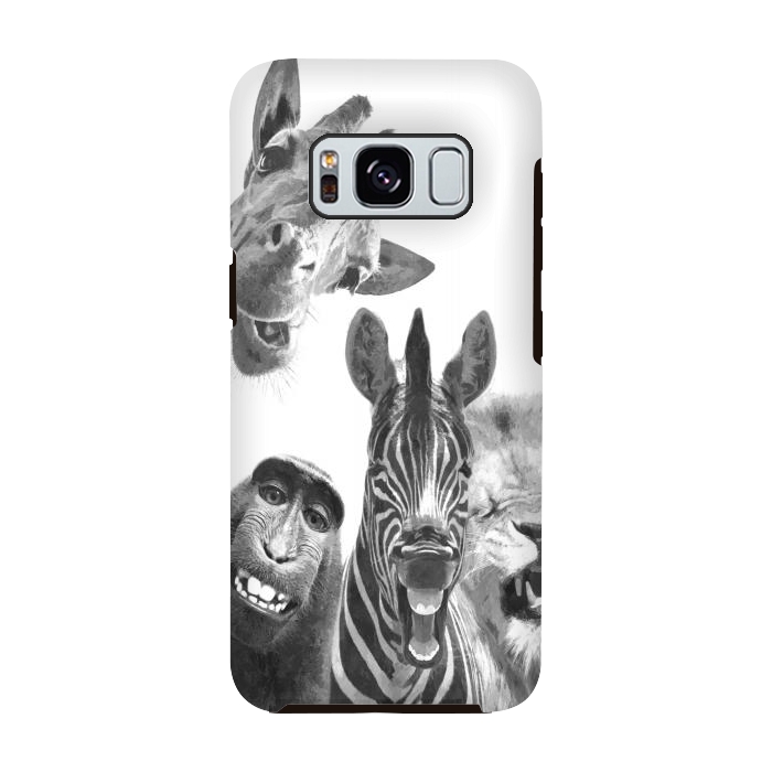 Galaxy S8 StrongFit Black and White Jungle Animals by Alemi