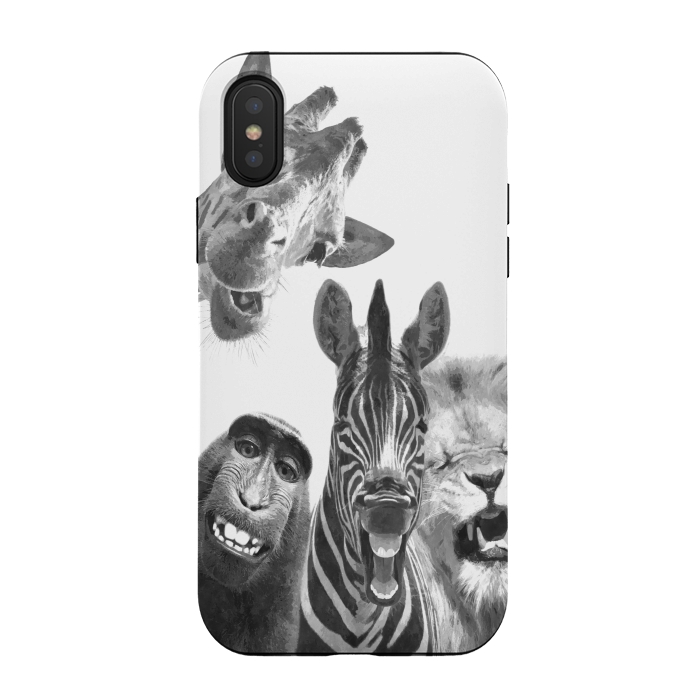 iPhone Xs / X StrongFit Black and White Jungle Animals by Alemi