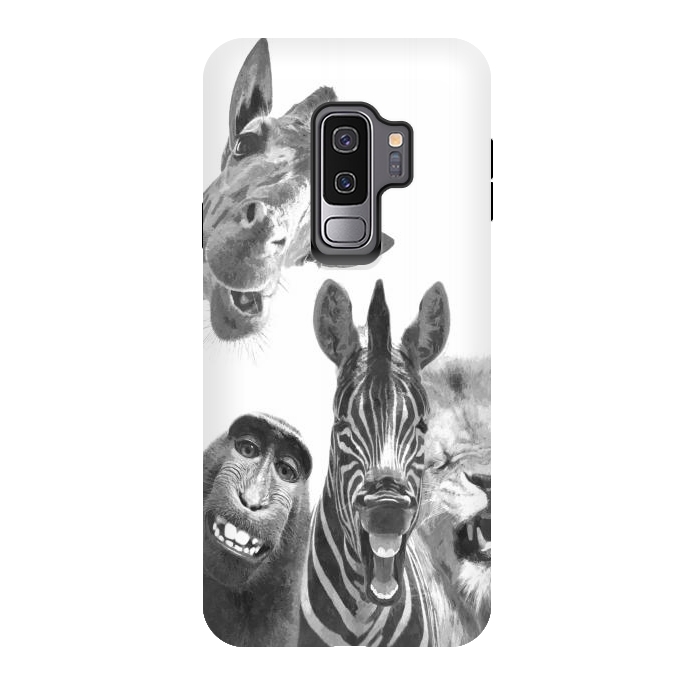 Galaxy S9 plus StrongFit Black and White Jungle Animals by Alemi