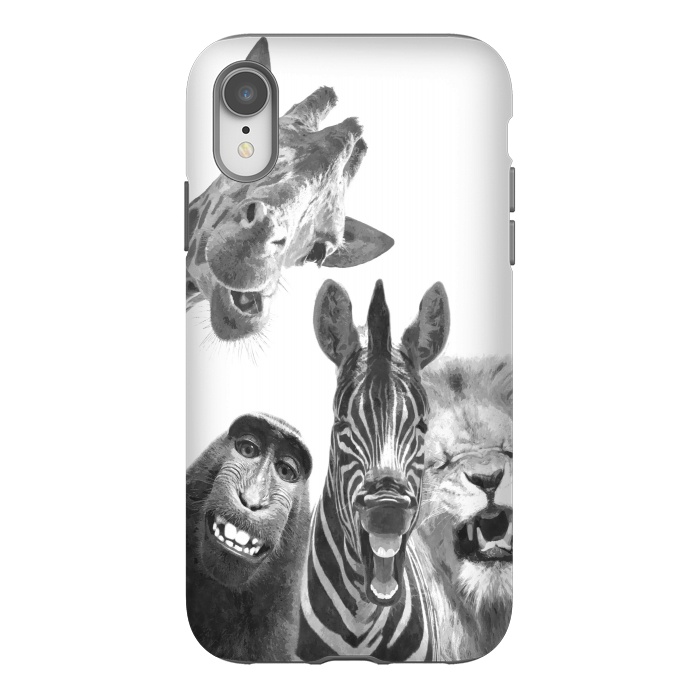 iPhone Xr StrongFit Black and White Jungle Animals by Alemi