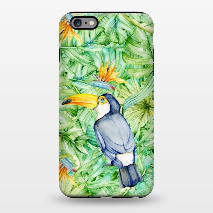 iPhone 6/6s plus StrongFit Toucan Tropical Leaves Watercolor by Alemi