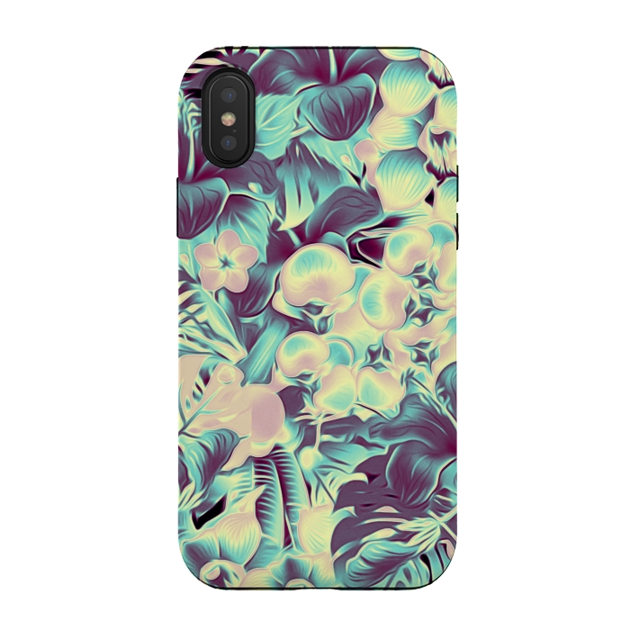 iPhone Xs / X StrongFit Tropical Leaves at Night by Alemi