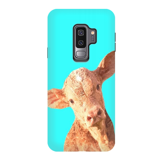 Galaxy S9 plus StrongFit Calf Portrait Turquoise Background by Alemi