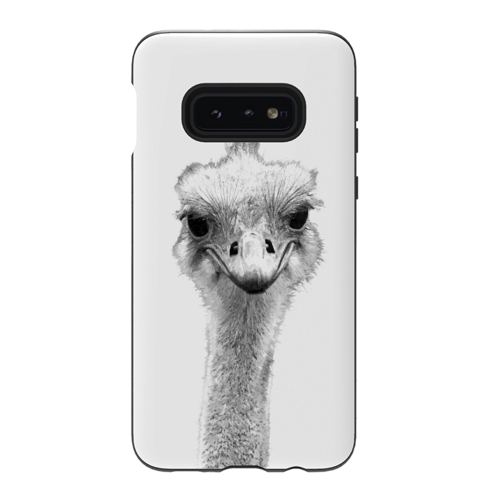 Galaxy S10e StrongFit Black and White Ostrich by Alemi