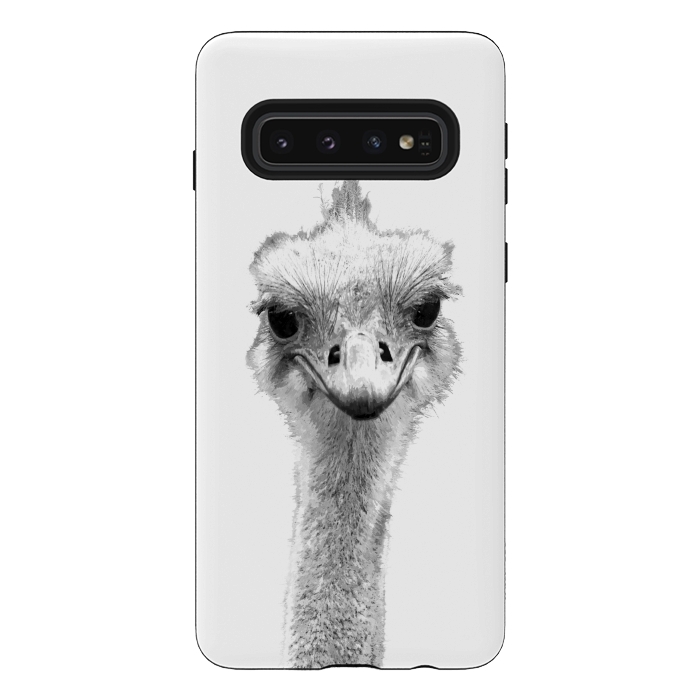Galaxy S10 StrongFit Black and White Ostrich by Alemi