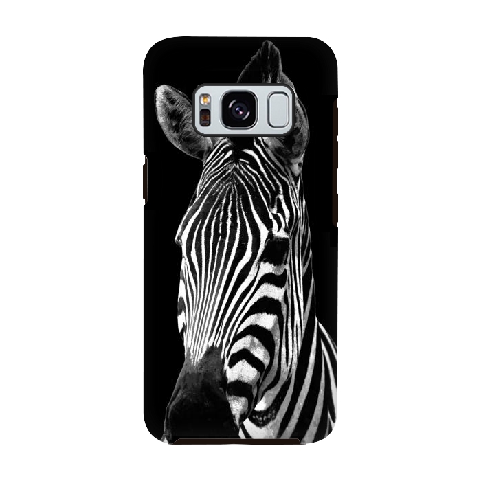 Galaxy S8 StrongFit Black and White Zebra Black Background by Alemi