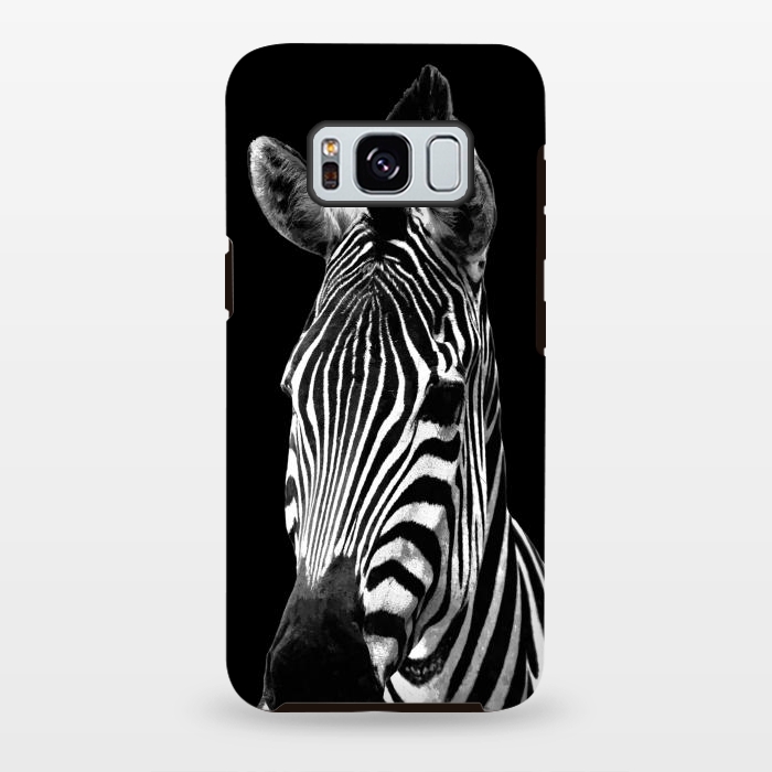 Galaxy S8 plus StrongFit Black and White Zebra Black Background by Alemi