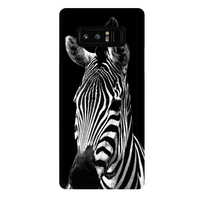 Galaxy Note 8 StrongFit Black and White Zebra Black Background by Alemi