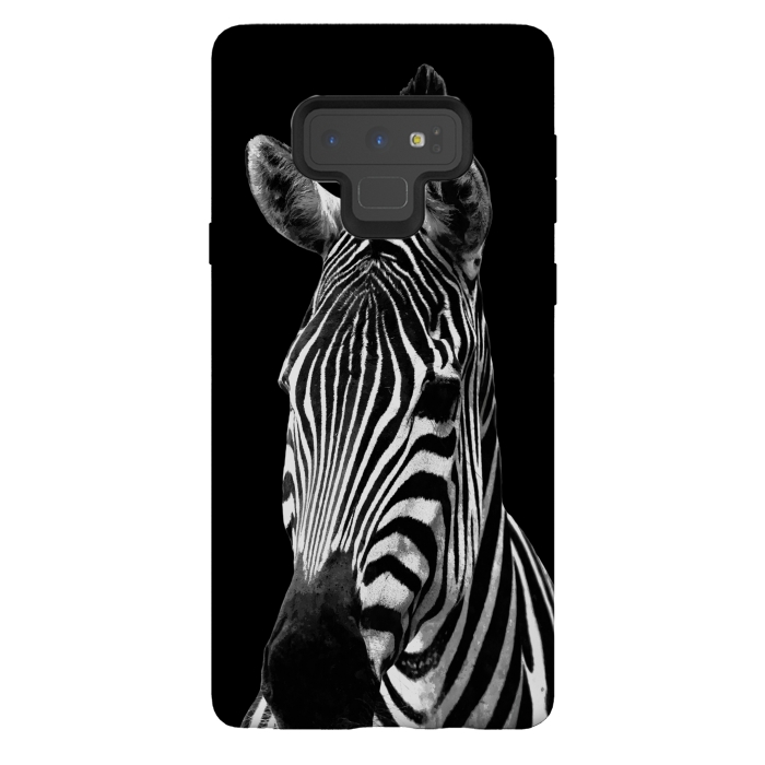 Galaxy Note 9 StrongFit Black and White Zebra Black Background by Alemi