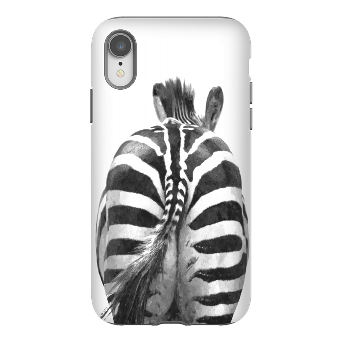 iPhone Xr StrongFit Black and White Zebra Tail by Alemi