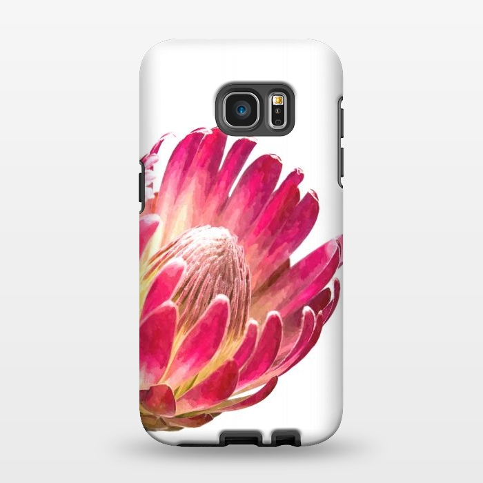 Galaxy S7 EDGE StrongFit Pink Protea Minimal Flower by Alemi