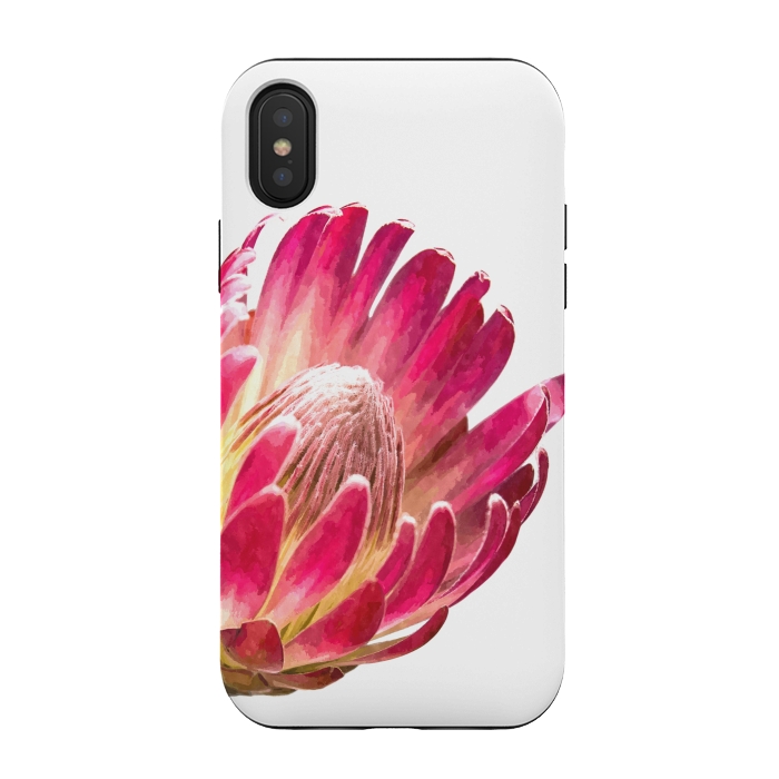 iPhone Xs / X StrongFit Pink Protea Minimal Flower by Alemi