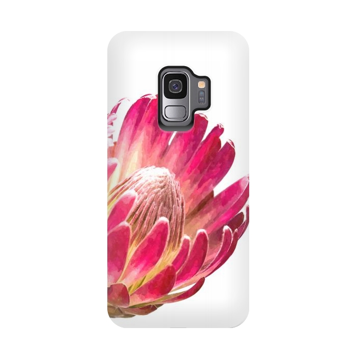 Galaxy S9 StrongFit Pink Protea Minimal Flower by Alemi