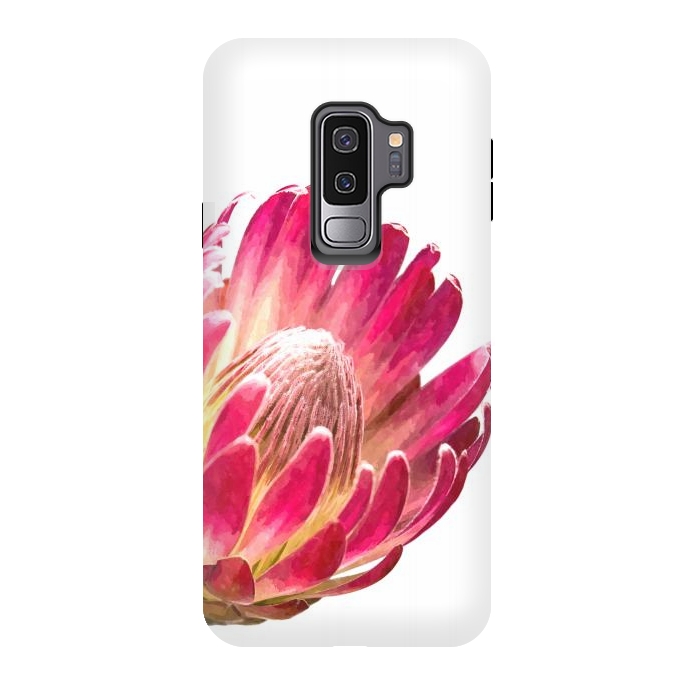 Galaxy S9 plus StrongFit Pink Protea Minimal Flower by Alemi