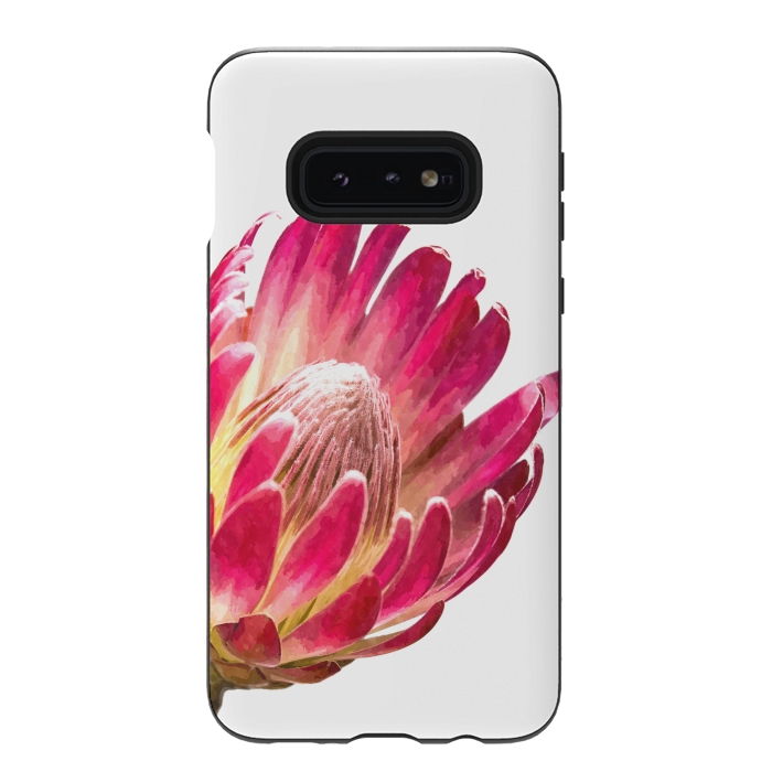 Galaxy S10e StrongFit Pink Protea Minimal Flower by Alemi