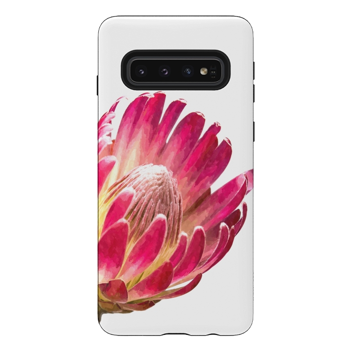 Galaxy S10 StrongFit Pink Protea Minimal Flower by Alemi