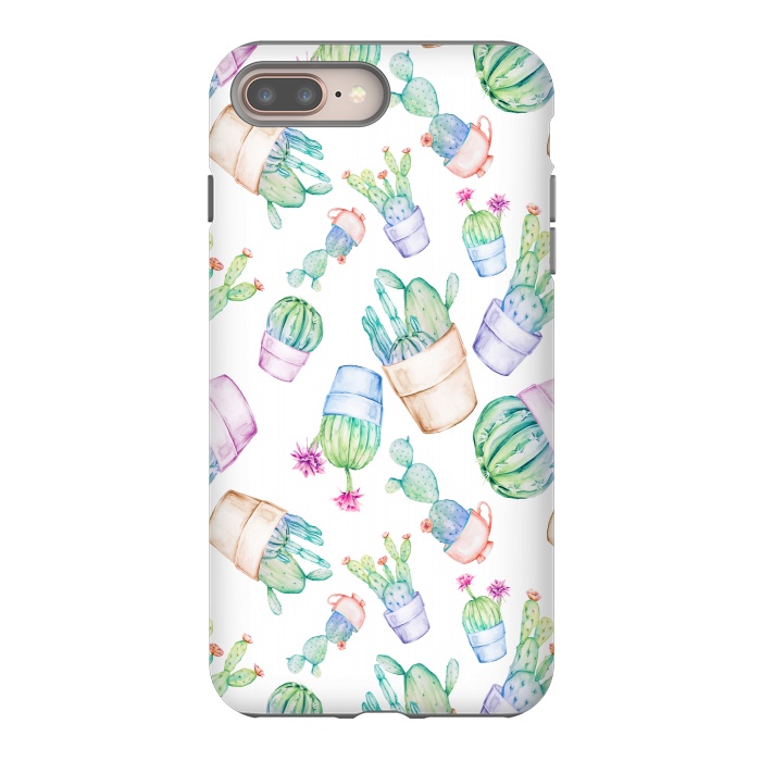 iPhone 7 plus StrongFit Cactus Pattern Watercolor by Alemi