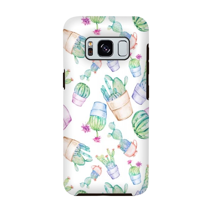 Galaxy S8 StrongFit Cactus Pattern Watercolor by Alemi