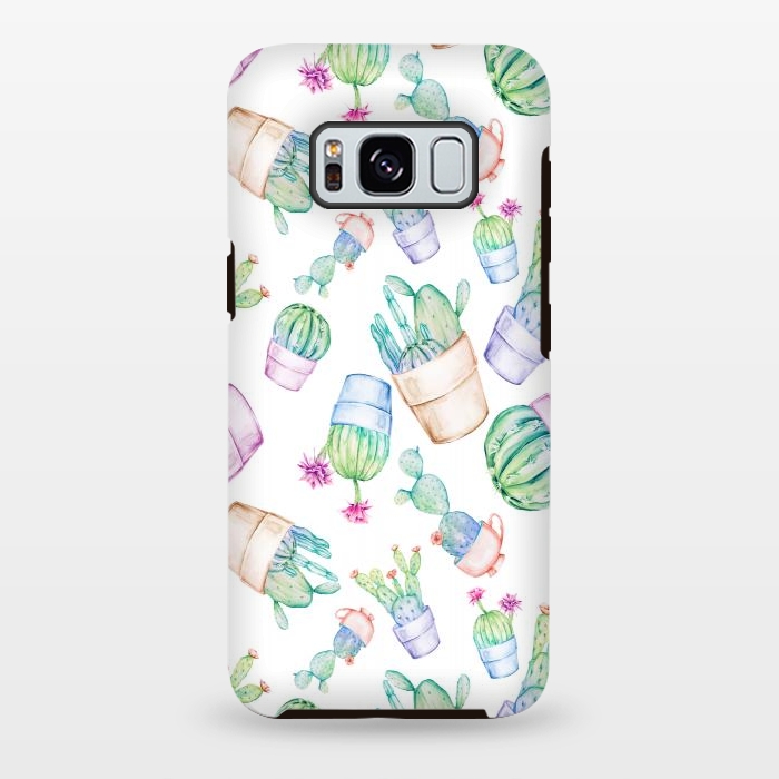 Galaxy S8 plus StrongFit Cactus Pattern Watercolor by Alemi