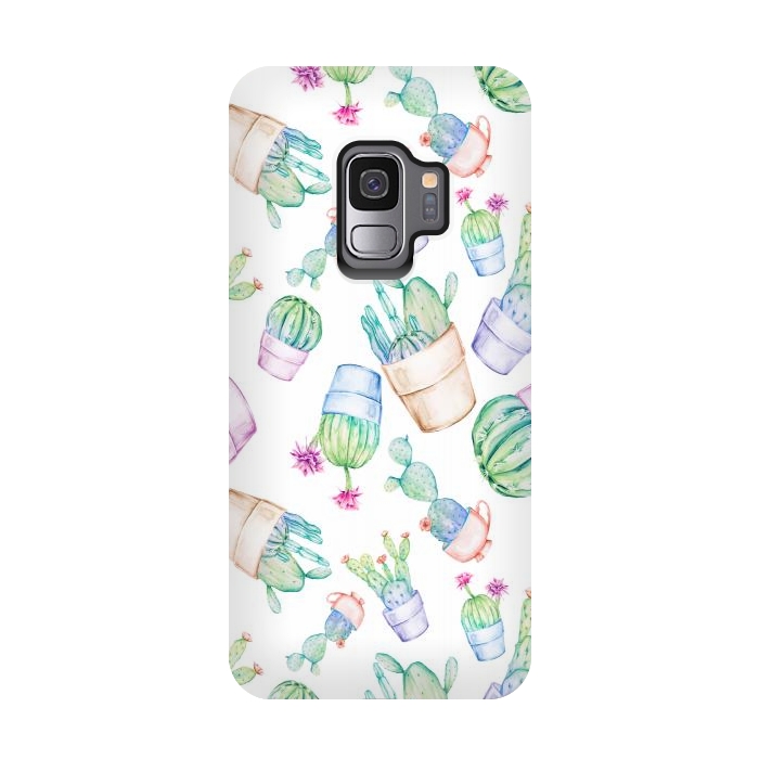 Galaxy S9 StrongFit Cactus Pattern Watercolor by Alemi