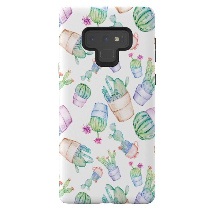 Galaxy Note 9 StrongFit Cactus Pattern Watercolor by Alemi