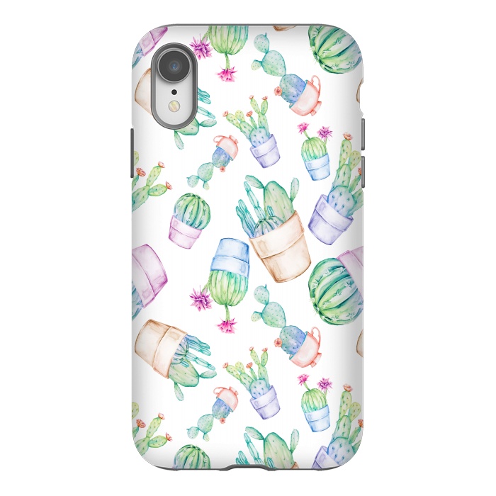 iPhone Xr StrongFit Cactus Pattern Watercolor by Alemi