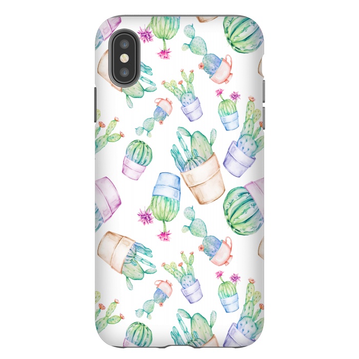 iPhone Xs Max StrongFit Cactus Pattern Watercolor by Alemi