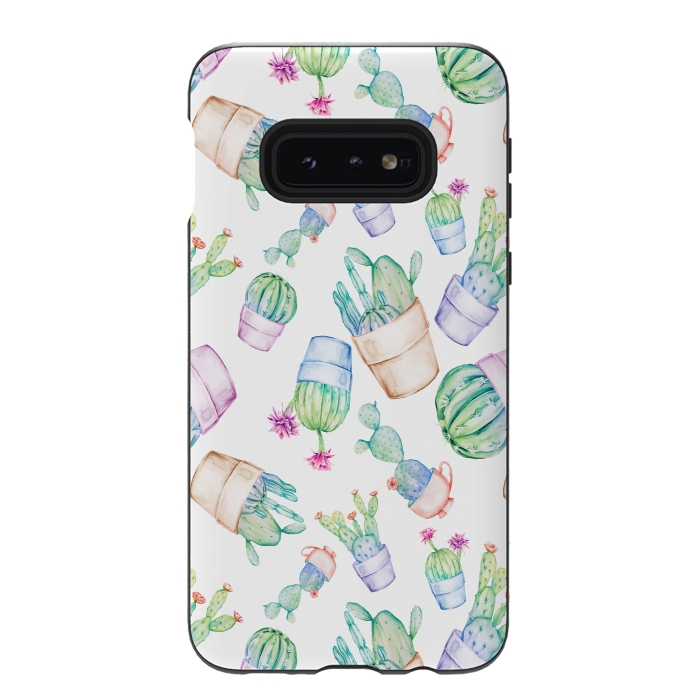 Galaxy S10e StrongFit Cactus Pattern Watercolor by Alemi