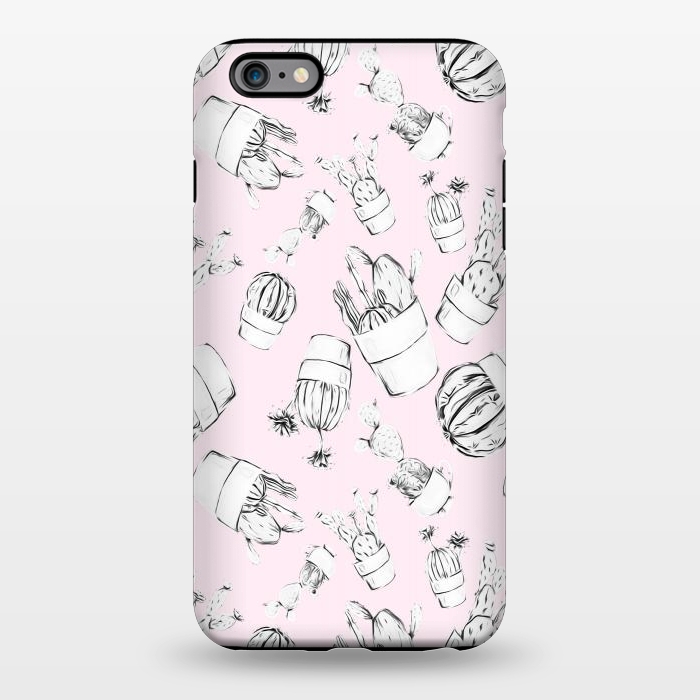iPhone 6/6s plus StrongFit Black and White Cactus Pink Background by Alemi