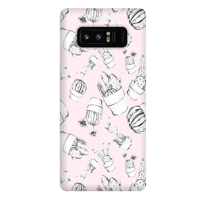 Galaxy Note 8 StrongFit Black and White Cactus Pink Background by Alemi