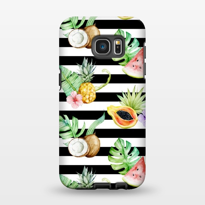 Galaxy S7 EDGE StrongFit Tropical Fruits Stripes by Alemi