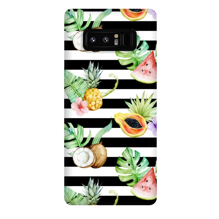 Galaxy Note 8 StrongFit Tropical Fruits Stripes by Alemi